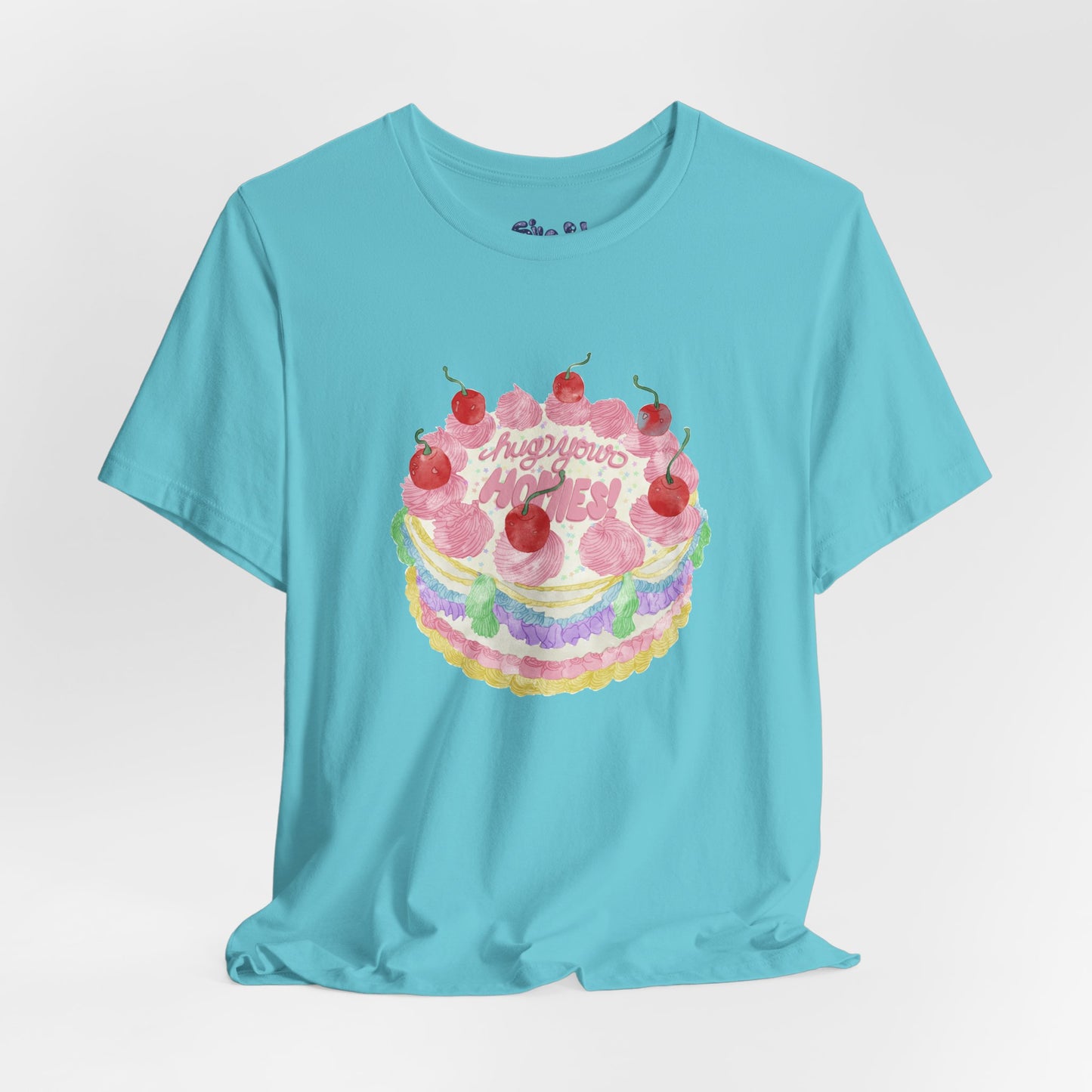 Hug Your Homies Cake Tee - Friendship T-Shirt, Mental Health Shirt, Gift for Teens, Baking Tee, Casual Wear