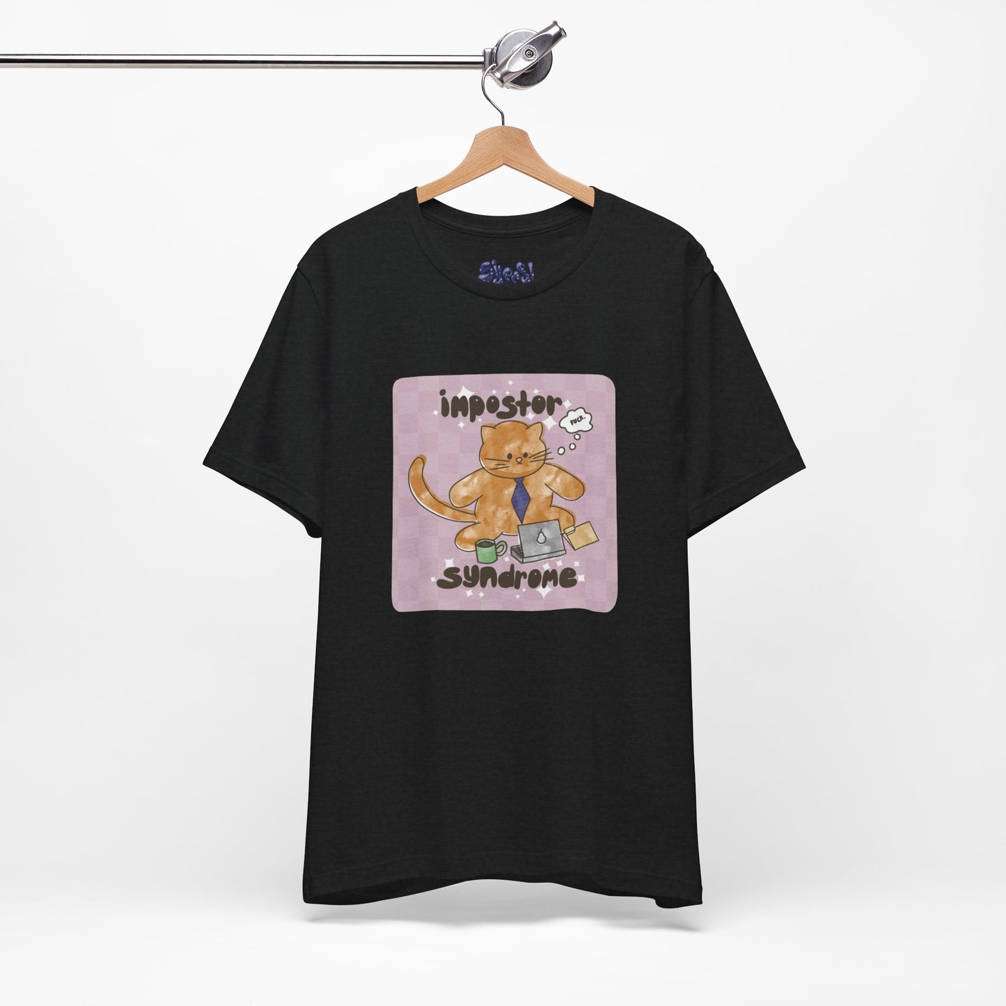 Funny Cat Tee, Impostor Syndrome Unisex Jersey Shirt, Gift for Cat Lovers, Funny Office Apparel, Work Humor