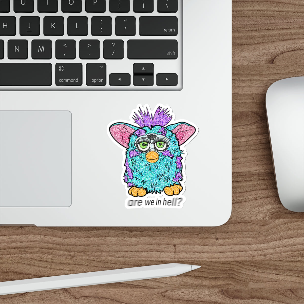 ‘Are We in Hell?' Retro Furby Premium Die-Cut Water Resistant Vinyl Sticker
