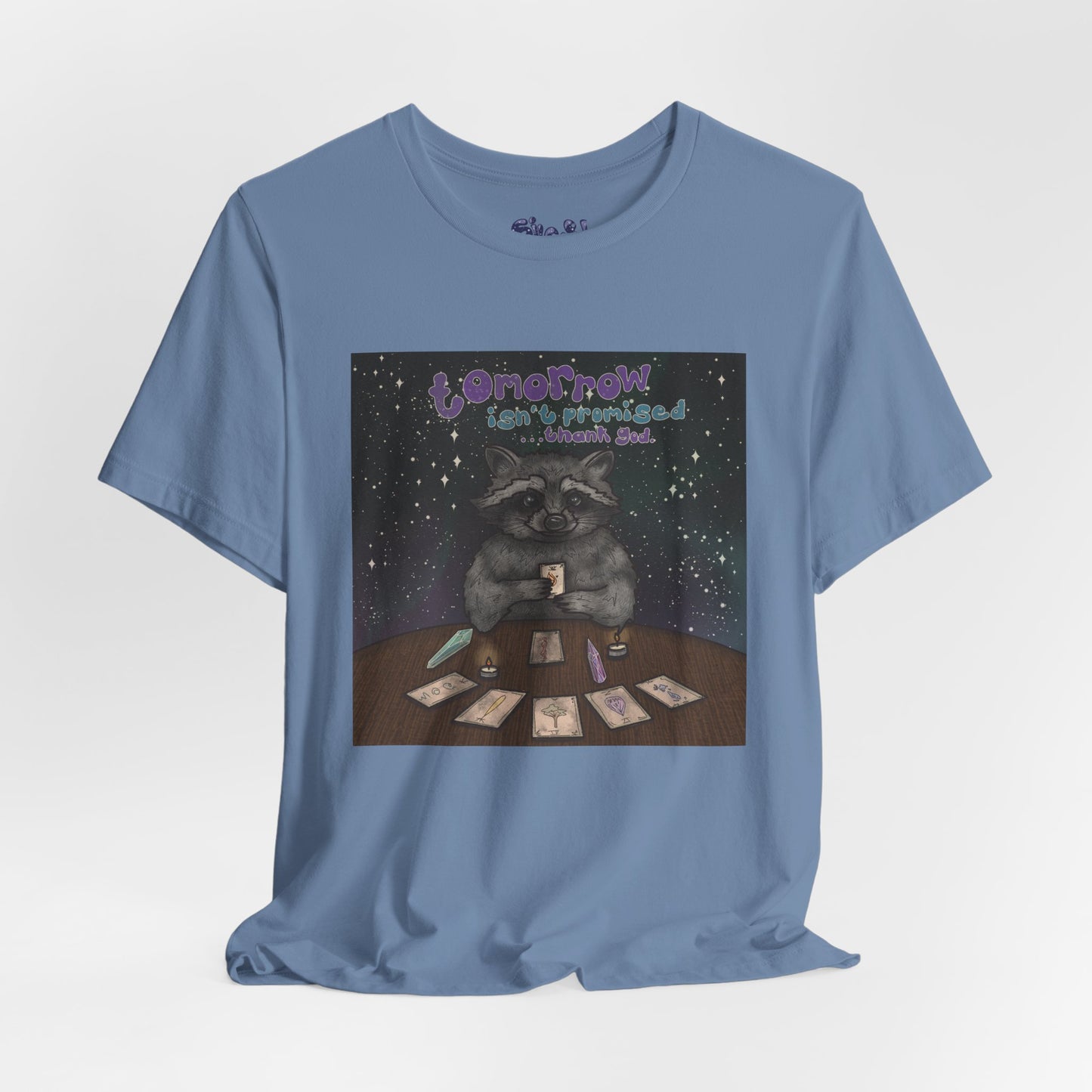 Cosmic Tarot Raccoon Tee - Whimsical Unisex T-Shirt, Trash Panda Gifts, Mystical Apparel, Quirky Casual Wear