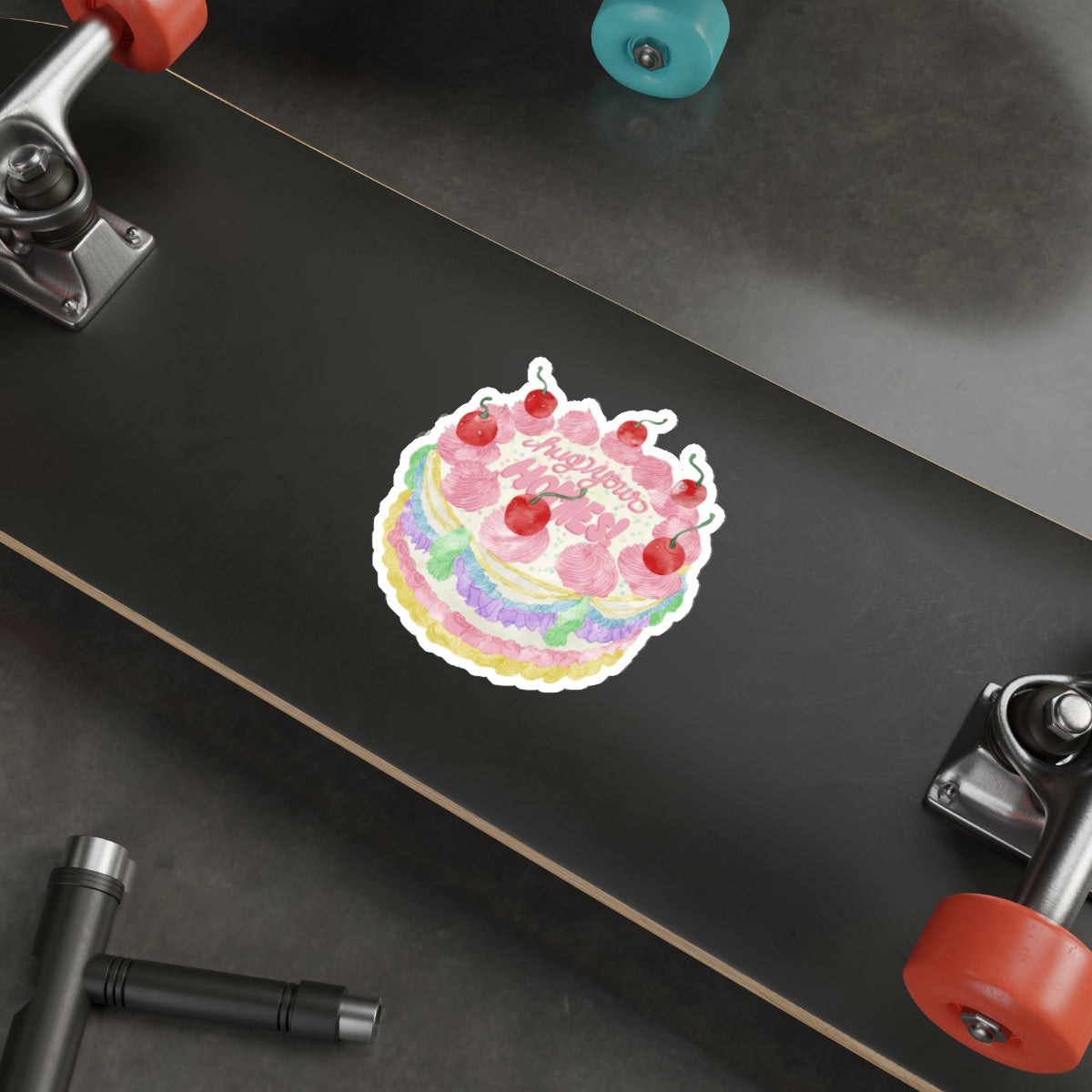 Hug Your Homies Cake Die-Cut Stickers, Mental Health, Positive Decor, Gift for Bakers, Friendship Laptop Decals