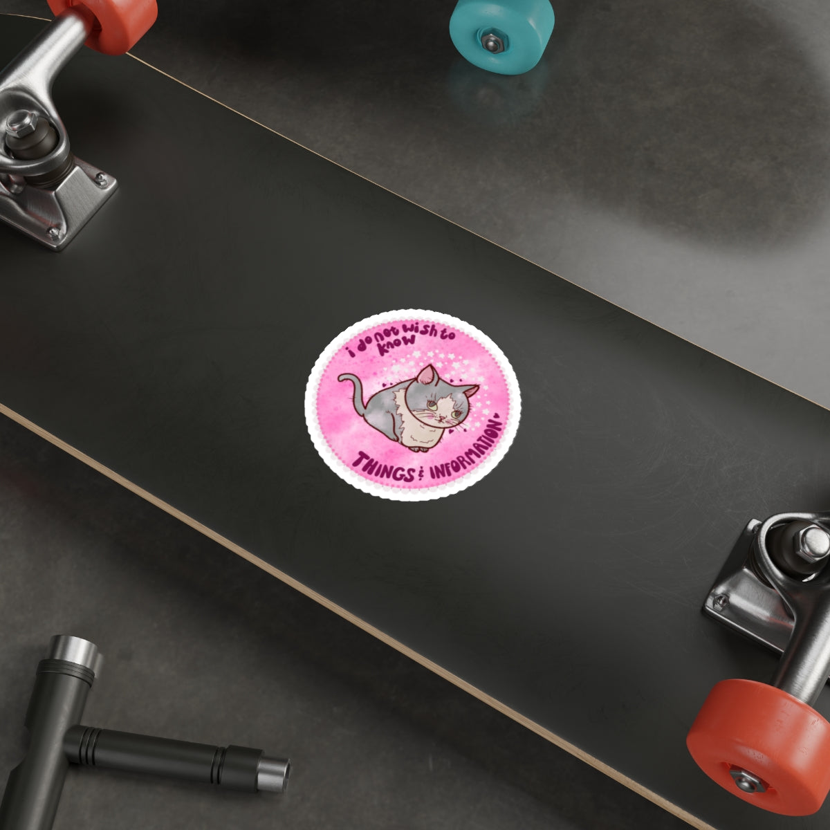 Whimsical Cat Die-Cut Stickers, Cute Cat Decor, Things & Information, Mental Health Laptop Stickers, Gift for Overwhelmed Friends