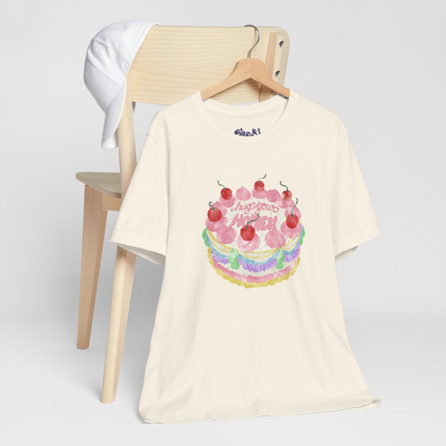 Hug Your Homies Cake Tee - Friendship T-Shirt, Mental Health Shirt, Gift for Teens, Baking Tee, Casual Wear