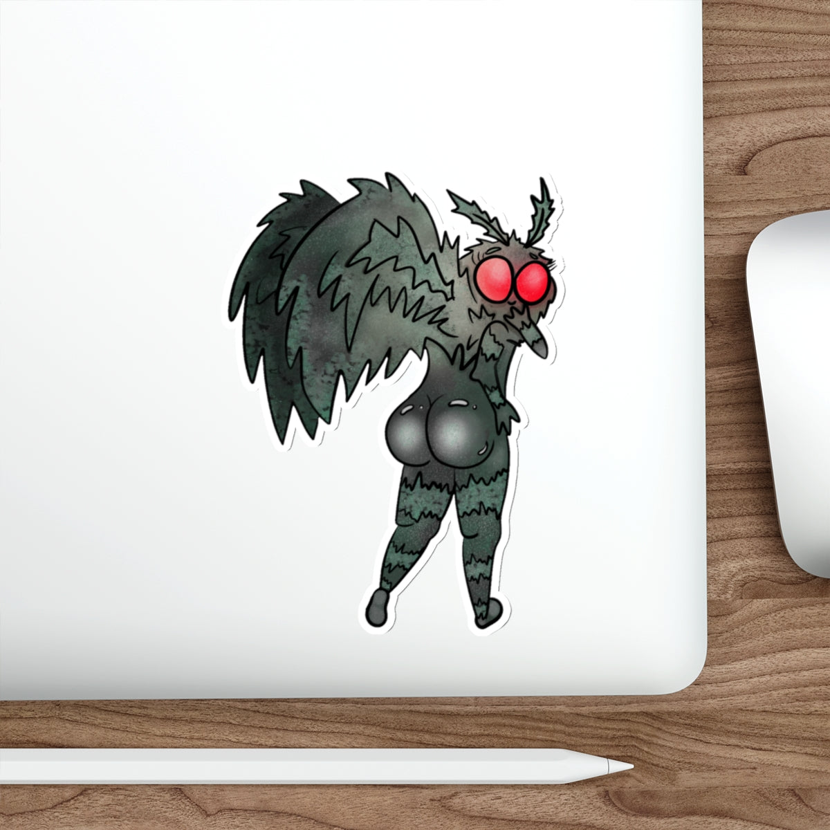 Sexy Mothman Whimsical Cryptid Waterproof Vinyl Die-Cut Stickers for Quirky Laptop & Water Bottle Decor, Folklore Fans, Horror Gift