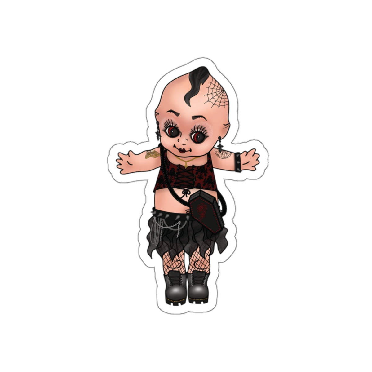 Goth Kewpie Baby Doll Water Resistant Vinyl Sticker