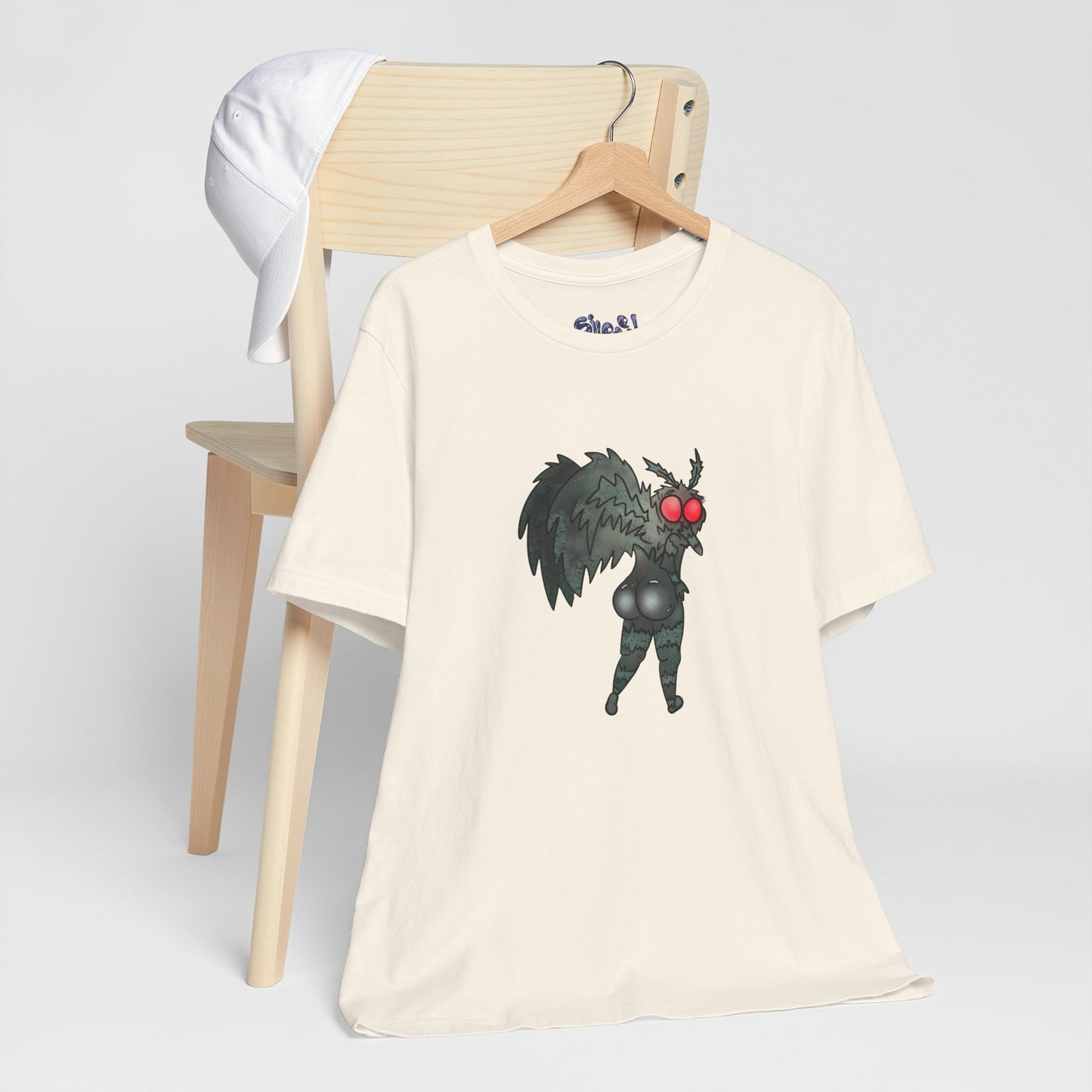 Sexy Mothman Whimsical Cryptid Short Sleeve Tee | Unique Graphic T-Shirt for Cryptid Fans, Horror Lovers, Folklore Shirt