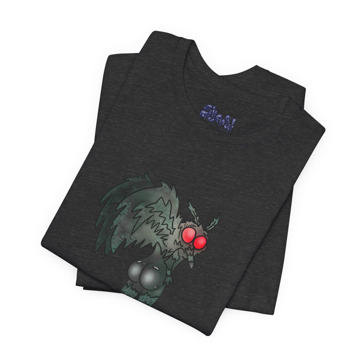 Sexy Mothman Whimsical Cryptid Short Sleeve Tee | Unique Graphic T-Shirt for Cryptid Fans, Horror Lovers, Folklore Shirt
