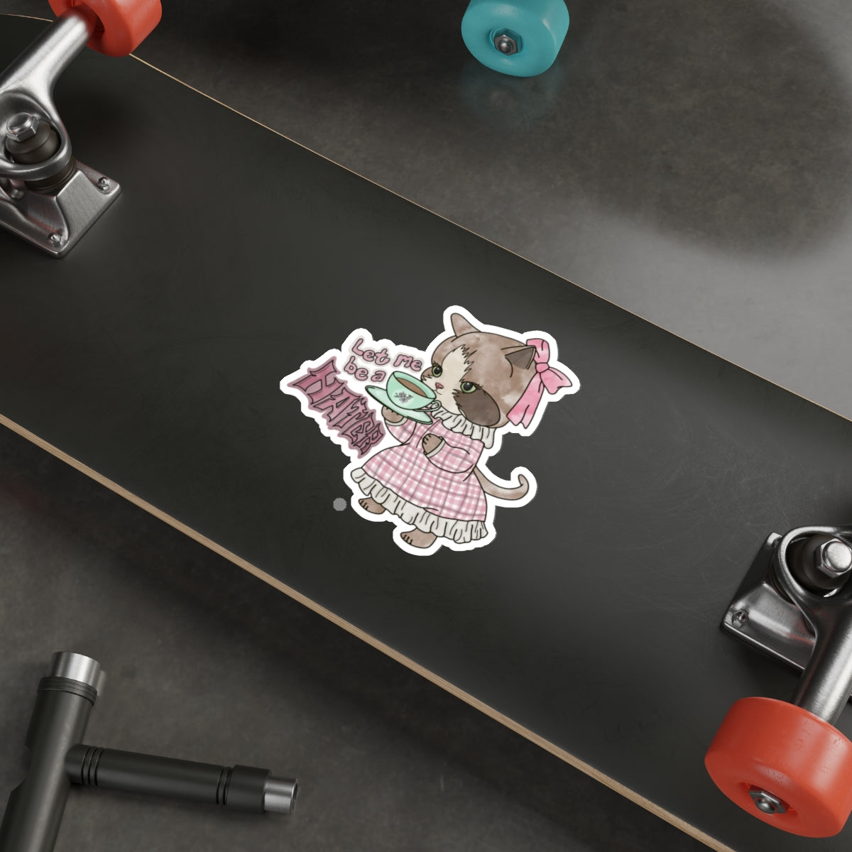 Let Me Be A Hater Waterproof Vinyl Die-Cut Stickers, Punk Cat Water Bottle Sticker, Kawaii Stickers, Grunge Laptop Stickers, Vintage Cat Gift