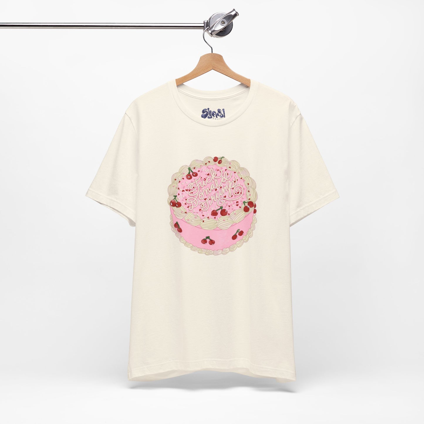 F**k Donald Trump Unisex Tee - Vintage Fancy Cake Shirt, Political MAGA Gift, Bakery Inspired Fashion, Kawaii Cherry Apparel, Liberal Leftist Baking Tee