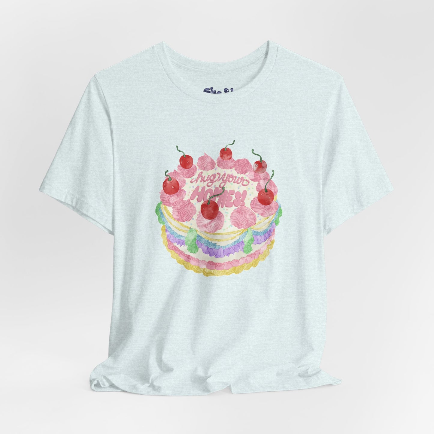 Hug Your Homies Cake Tee - Friendship T-Shirt, Mental Health Shirt, Gift for Teens, Baking Tee, Casual Wear