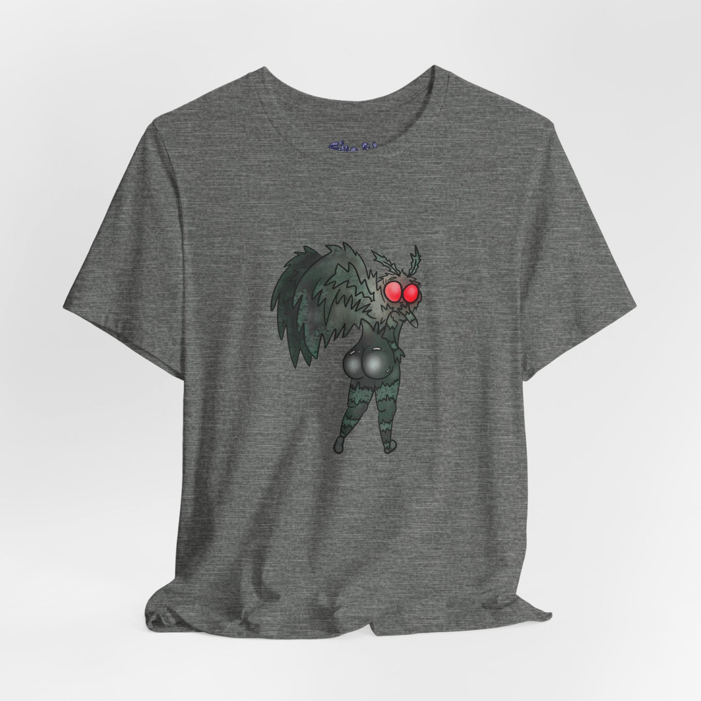 Sexy Mothman Whimsical Cryptid Short Sleeve Tee | Unique Graphic T-Shirt for Cryptid Fans, Horror Lovers, Folklore Shirt