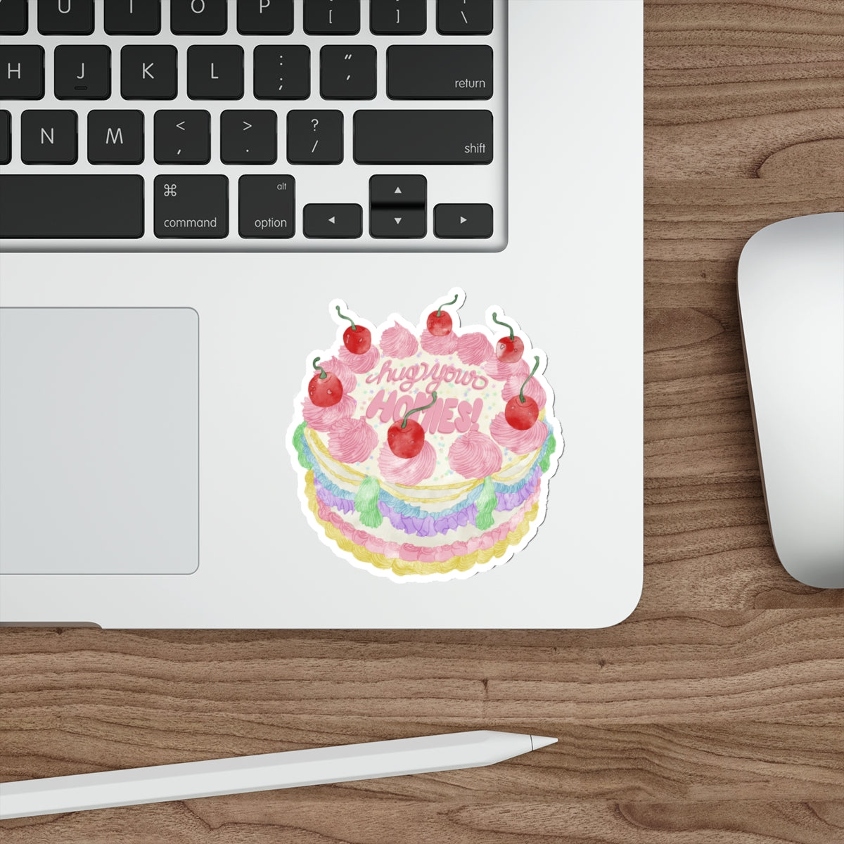 Hug Your Homies Cake Die-Cut Stickers, Mental Health, Positive Decor, Gift for Bakers, Friendship Laptop Decals