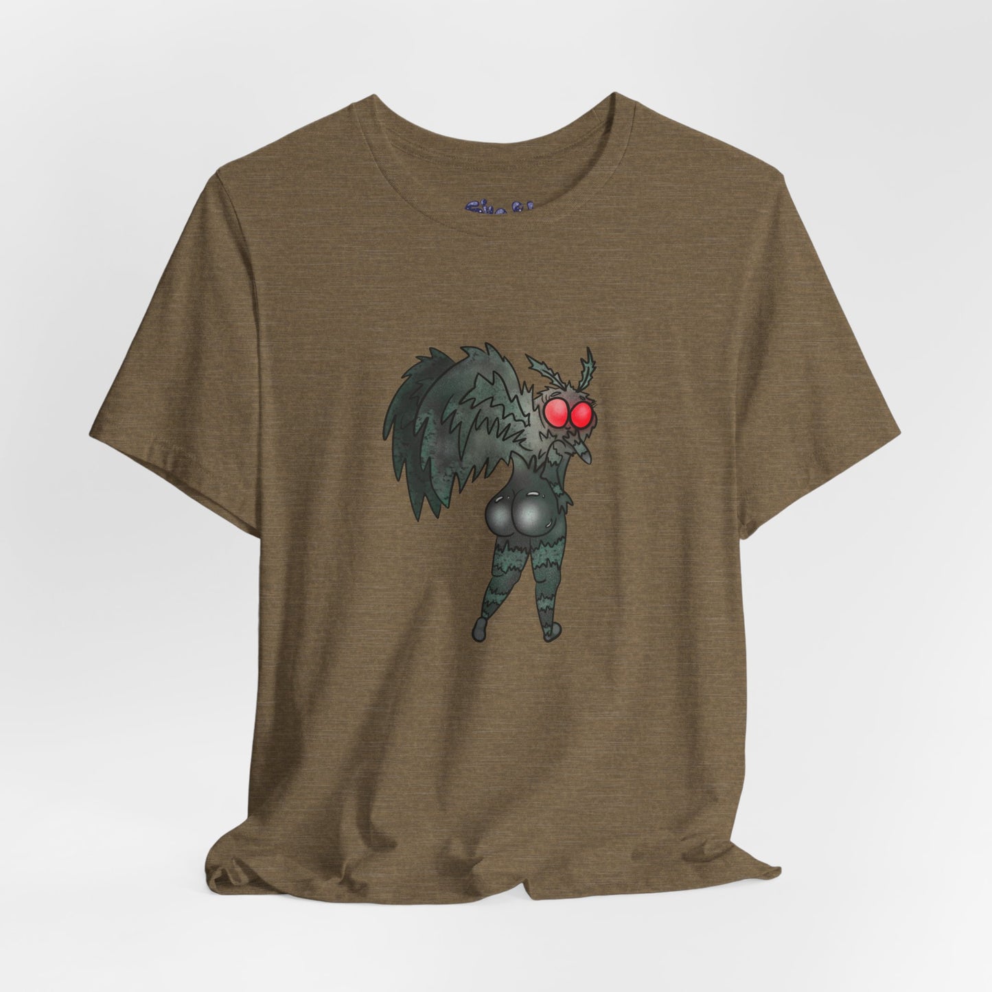 Sexy Mothman Whimsical Cryptid Short Sleeve Tee | Unique Graphic T-Shirt for Cryptid Fans, Horror Lovers, Folklore Shirt
