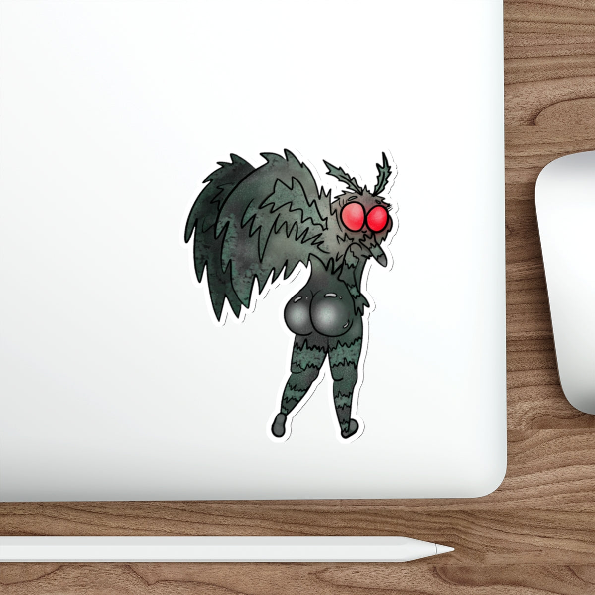 Sexy Mothman Whimsical Cryptid Waterproof Vinyl Die-Cut Stickers for Quirky Laptop & Water Bottle Decor, Folklore Fans, Horror Gift