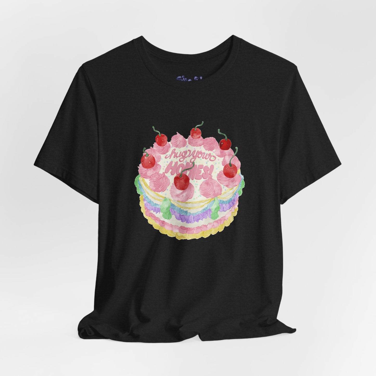 Hug Your Homies Cake Tee - Friendship T-Shirt, Mental Health Shirt, Gift for Teens, Baking Tee, Casual Wear