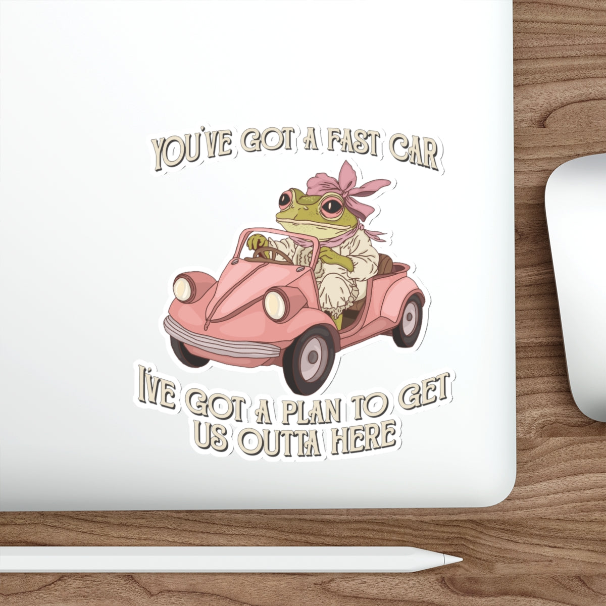 Cute Frog Waterproof Vinyl Die-Cut Stickers - 90s y2k Style, Fast Car, Perfect for Laptops, Water Bottles, Journals, Gifts