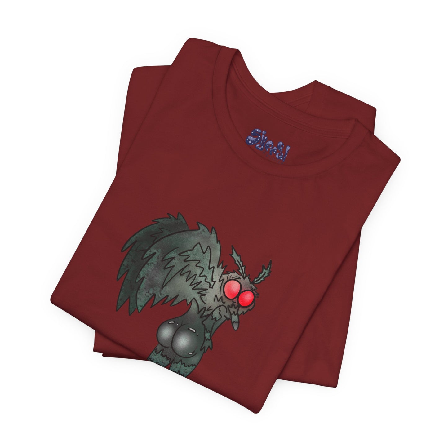 Sexy Mothman Whimsical Cryptid Short Sleeve Tee | Unique Graphic T-Shirt for Cryptid Fans, Horror Lovers, Folklore Shirt