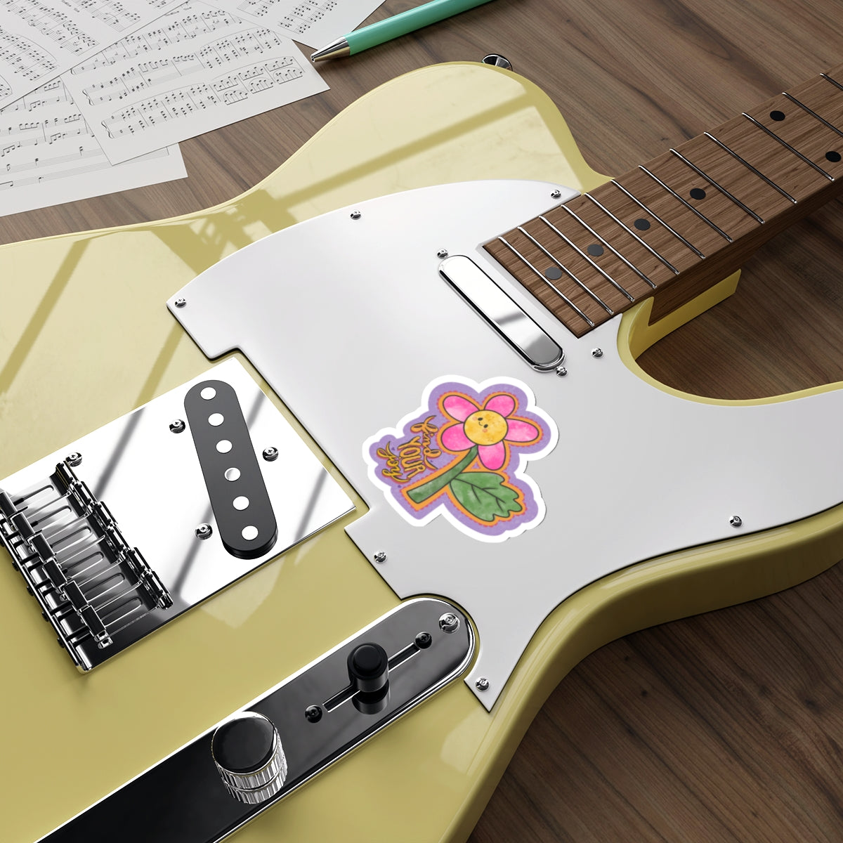 Find Your Joy Joyful Flower Waterproof Vinyl Die-Cut Stickers, Cute Floral Sticker, Mental Health Laptop Decor, Self-Care Gifts, Positive Vibes