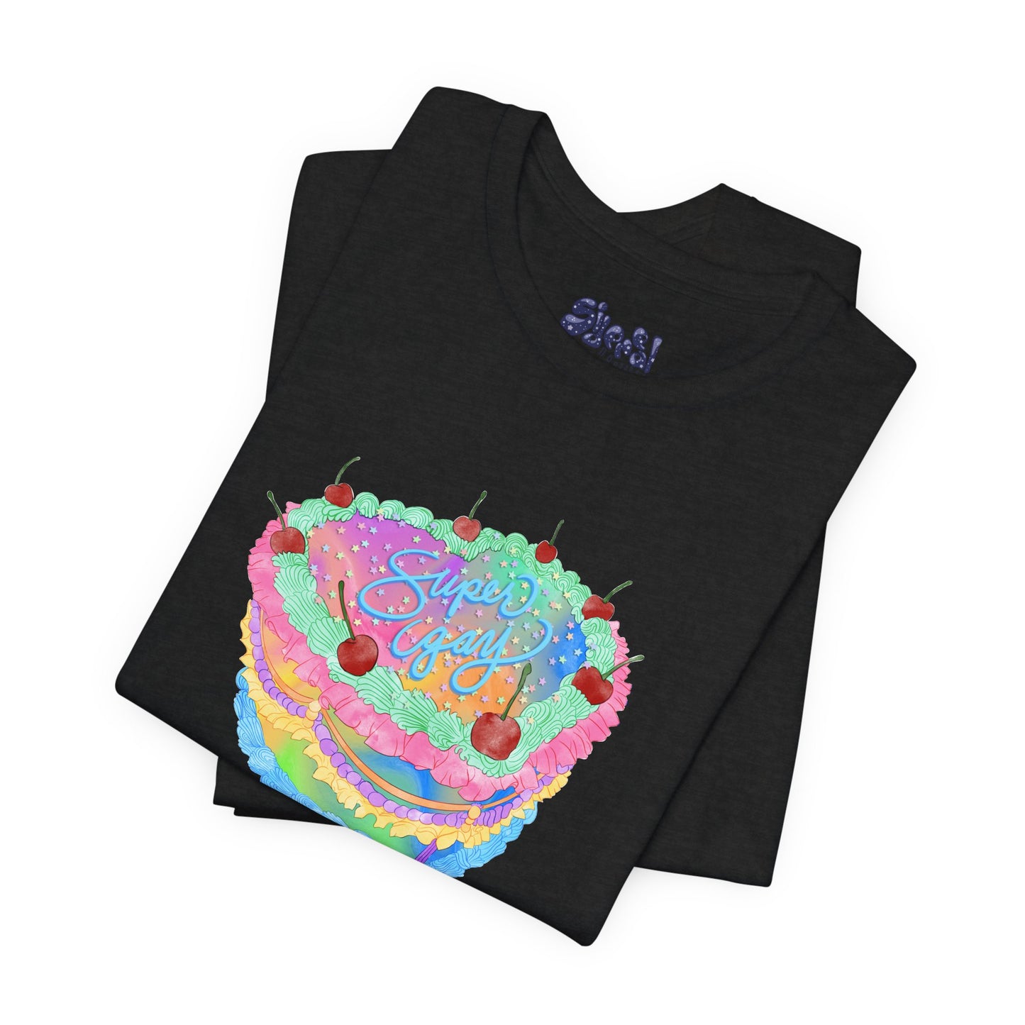 Super Gay Vintage Fancy Cake Tee, Unisex Pride Cakes T-Shirt, Gay Pride Baking Shirt, Casual Baker Apparel
