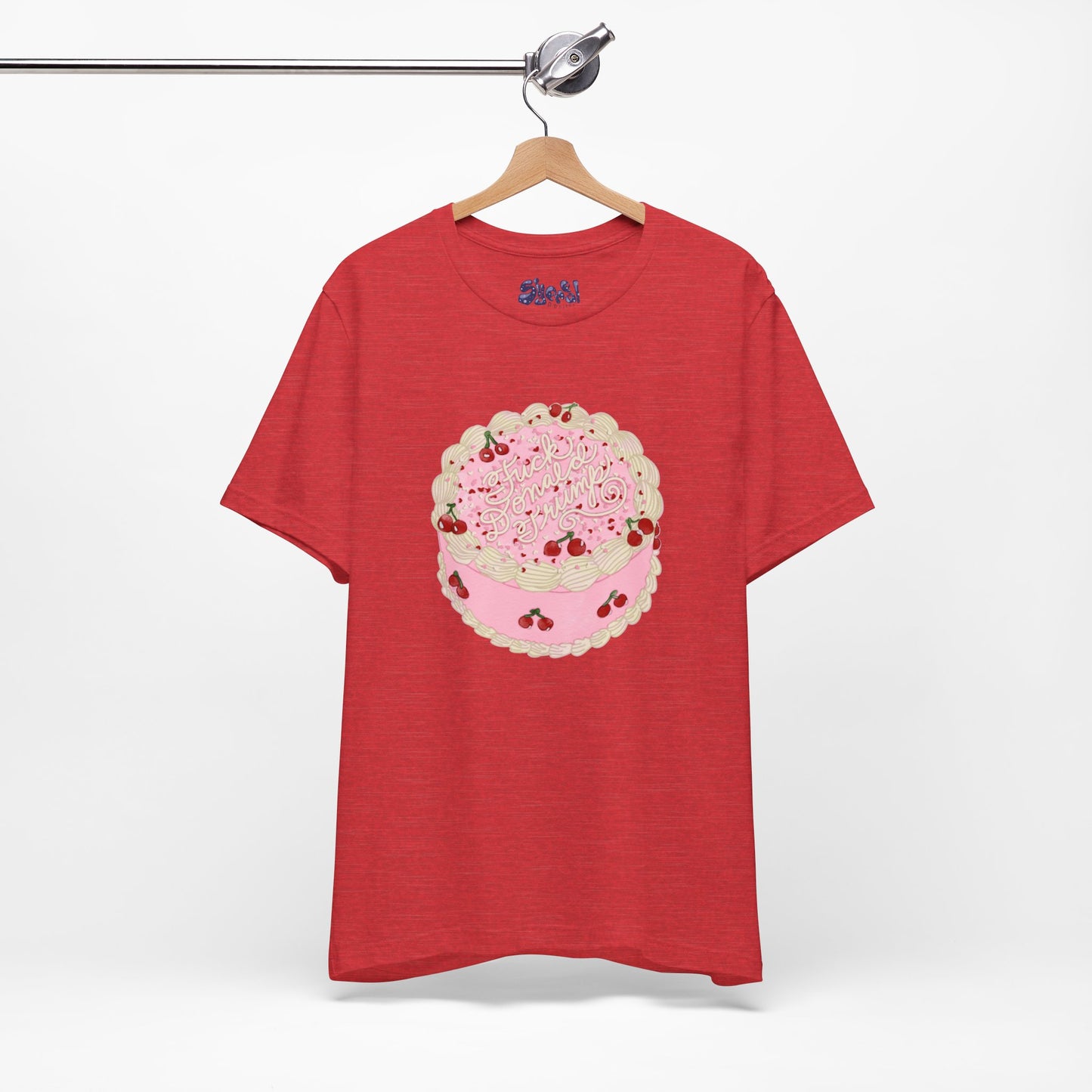 F**k Donald Trump Unisex Tee - Vintage Fancy Cake Shirt, Political MAGA Gift, Bakery Inspired Fashion, Kawaii Cherry Apparel, Liberal Leftist Baking Tee