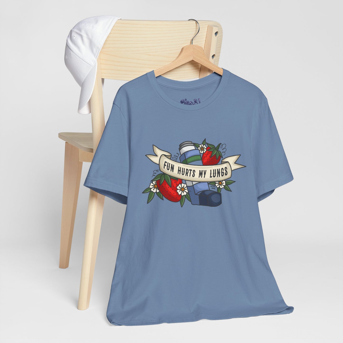Fun Hurts My Lungs Asthma Awareness Tee, Unisex Jersey T-Shirt, Funny Asthma Shirt, Retro Tattoo Style Gift, Casual Everyday Wear