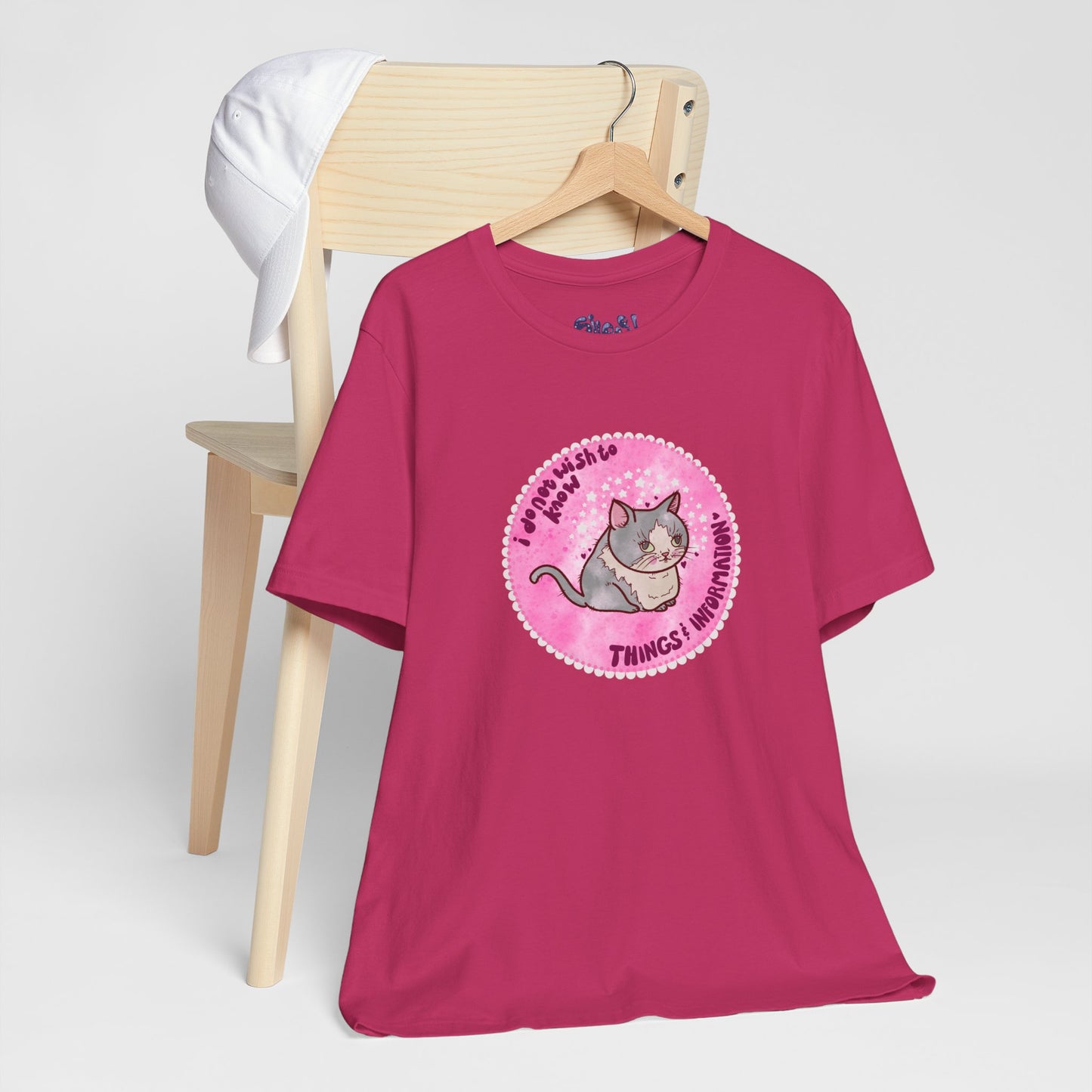 Cute Cat Tee, T-Shirt for Cat People, Things and Information, Mental Health, World Events, Cat Apparel With Funny Quote
