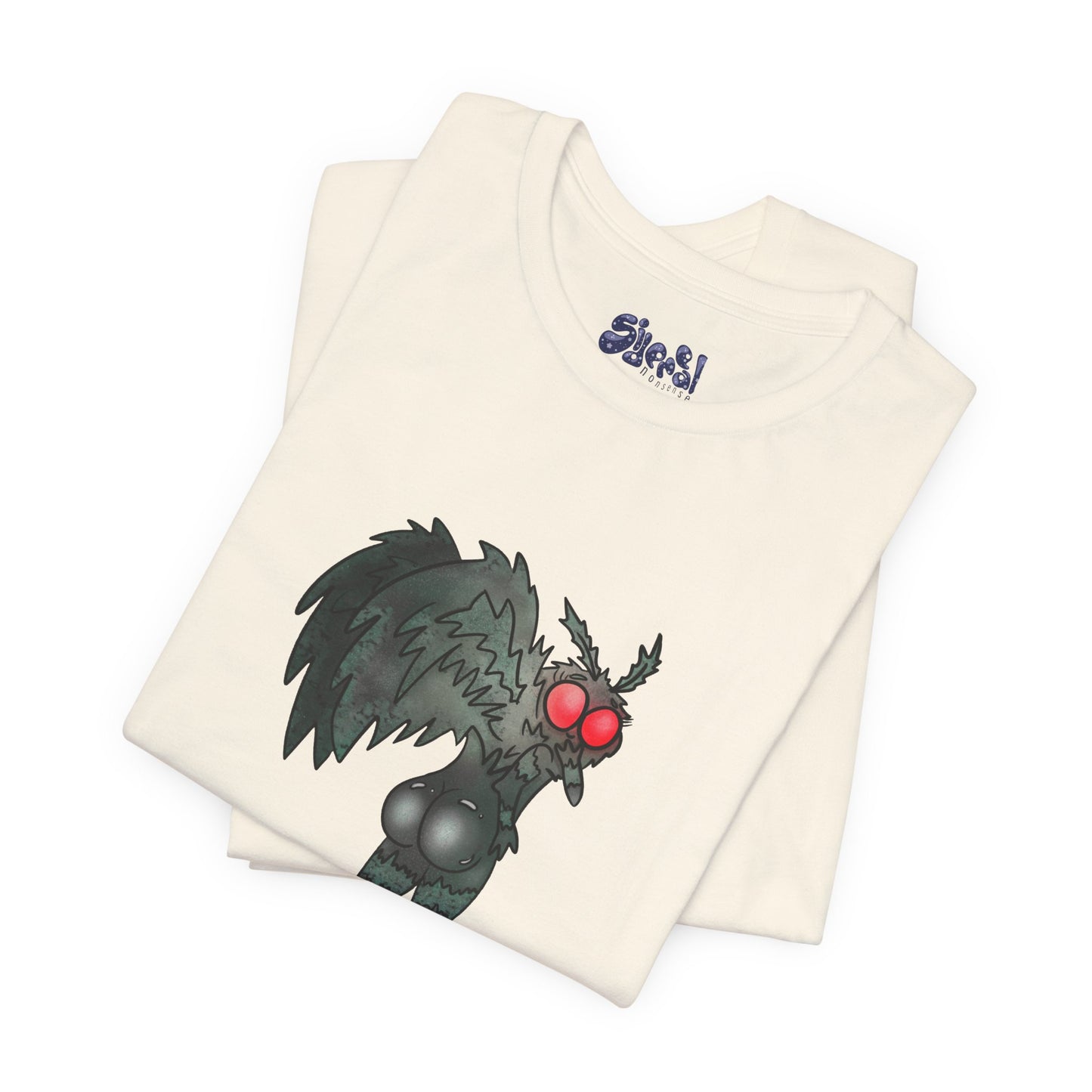 Sexy Mothman Whimsical Cryptid Short Sleeve Tee | Unique Graphic T-Shirt for Cryptid Fans, Horror Lovers, Folklore Shirt