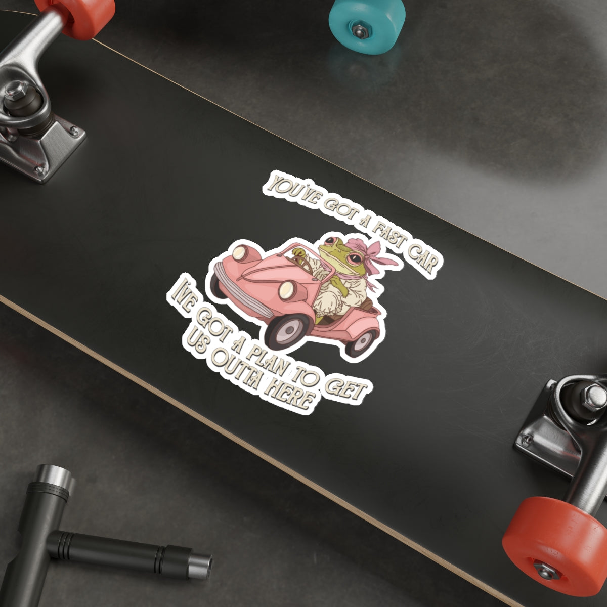 Cute Frog Waterproof Vinyl Die-Cut Stickers - 90s y2k Style, Fast Car, Perfect for Laptops, Water Bottles, Journals, Gifts