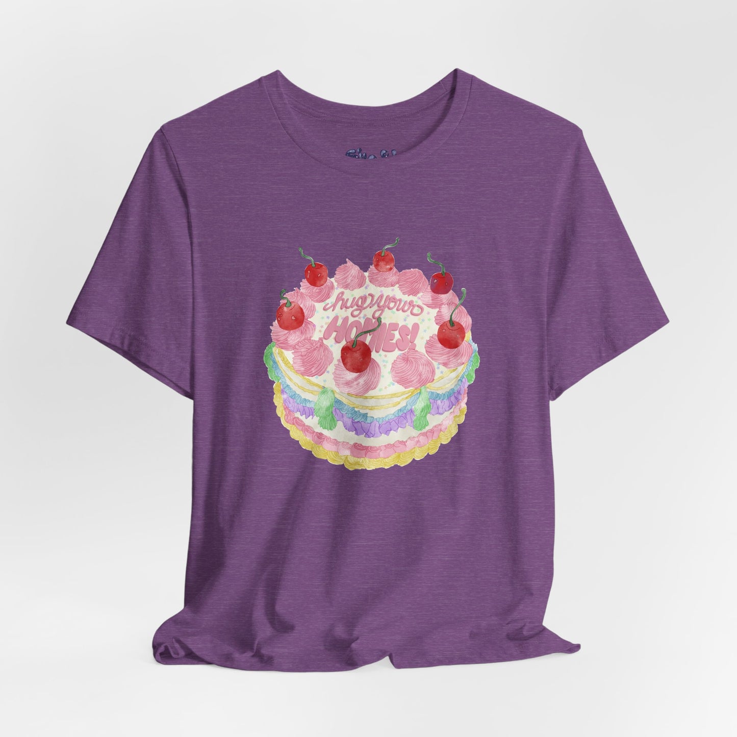 Hug Your Homies Cake Tee - Friendship T-Shirt, Mental Health Shirt, Gift for Teens, Baking Tee, Casual Wear