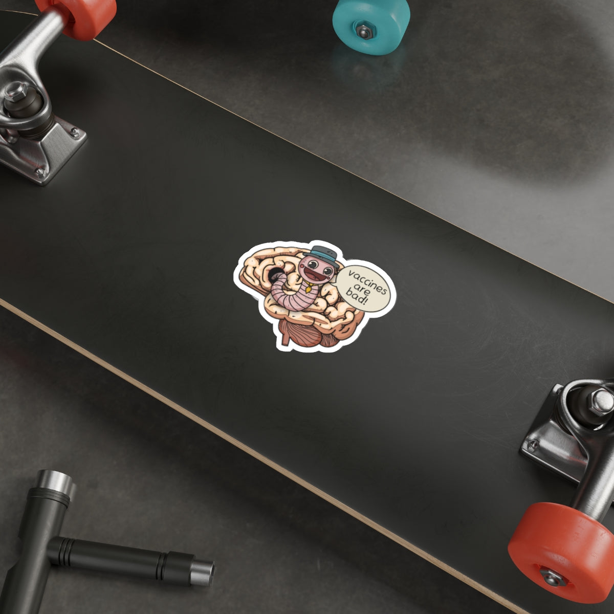 Brain Worm Guy Vaccines Bad Premium Waterproof Vinyl Die-Cut Stickers, RFK MAHA Laptop Decor, Quirky Gift Idea, Vaccine Humor Stickers