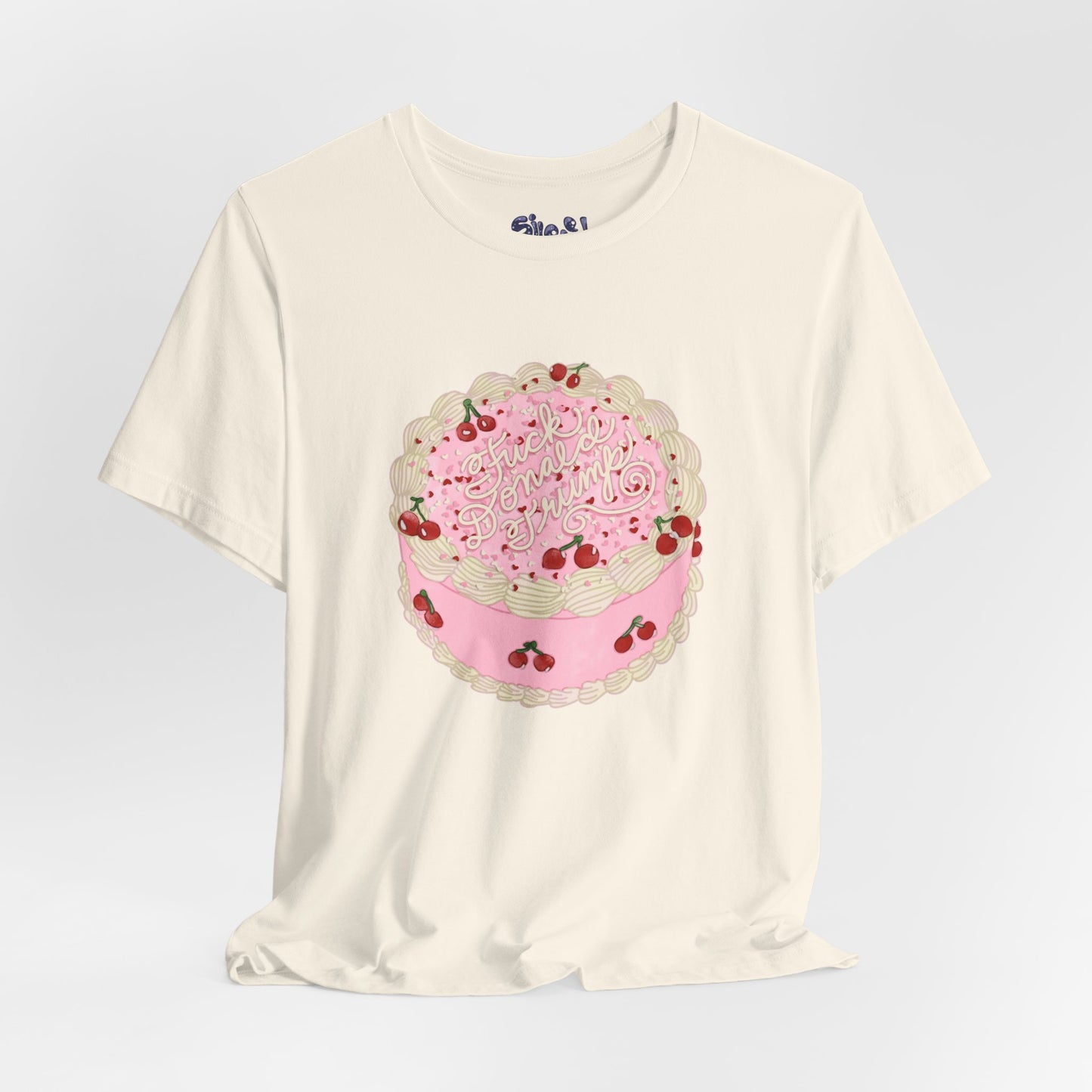 F**k Donald Trump Unisex Tee - Vintage Fancy Cake Shirt, Political MAGA Gift, Bakery Inspired Fashion, Kawaii Cherry Apparel, Liberal Leftist Baking Tee