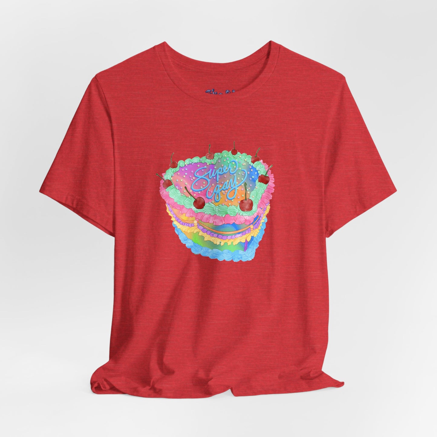 Super Gay Vintage Fancy Cake Tee, Unisex Pride Cakes T-Shirt, Gay Pride Baking Shirt, Casual Baker Apparel