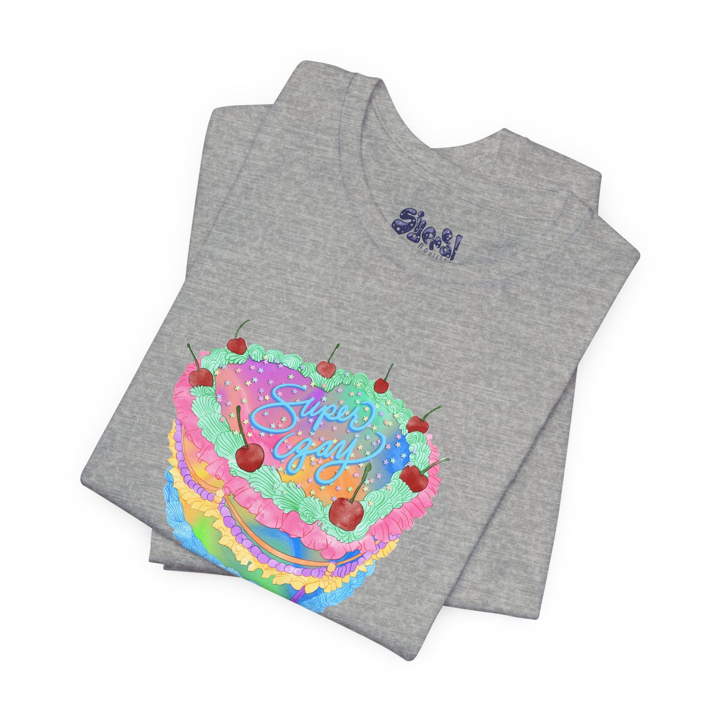 Super Gay Vintage Fancy Cake Tee, Unisex Pride Cakes T-Shirt, Gay Pride Baking Shirt, Casual Baker Apparel