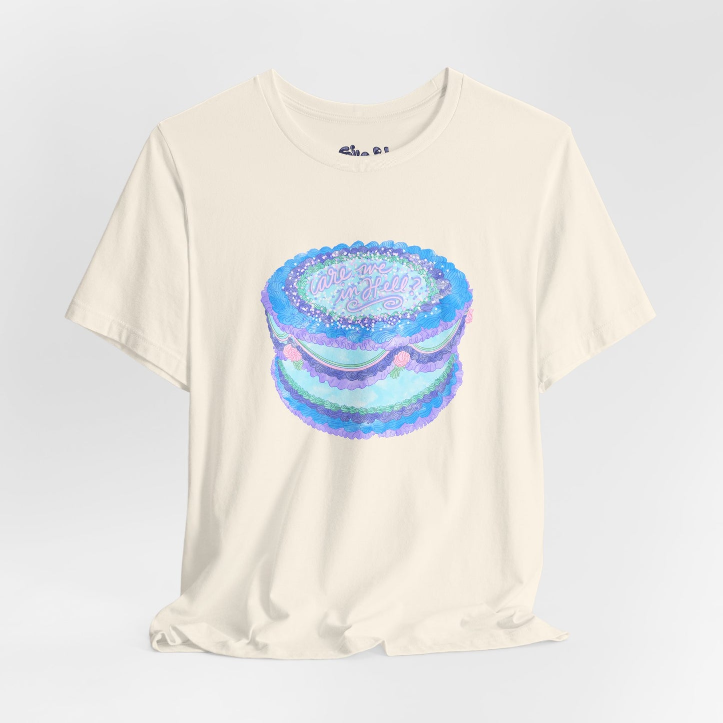 Are We In Hell Cake Unisex Jersey Tee, Quirky Baking Graphic T-Shirt, Vintage Fancy Cake Apparel, Casual Wear for Bakers