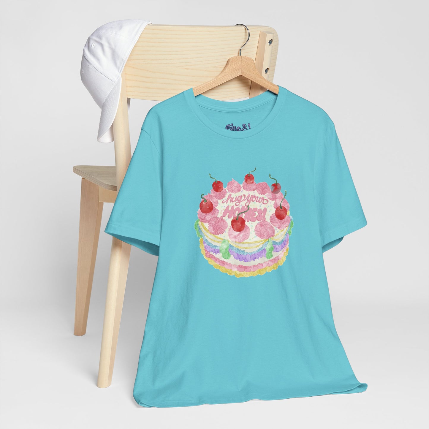Hug Your Homies Cake Tee - Friendship T-Shirt, Mental Health Shirt, Gift for Teens, Baking Tee, Casual Wear