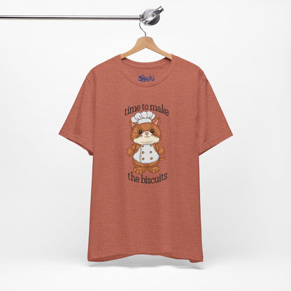 Cute Cat Chef Tee - "Time to Make the Biscuits" | Baking Shirt, Animal Lover Gift, Kitchen Humor, Cute Pet Apparel, Cat Lover Tee