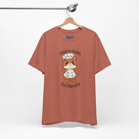 Cute Cat Chef Tee - "Time to Make the Biscuits" | Baking Shirt, Animal Lover Gift, Kitchen Humor, Cute Pet Apparel, Cat Lover Tee