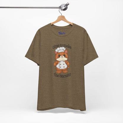 Cute Cat Chef Tee - "Time to Make the Biscuits" | Baking Shirt, Animal Lover Gift, Kitchen Humor, Cute Pet Apparel, Cat Lover Tee
