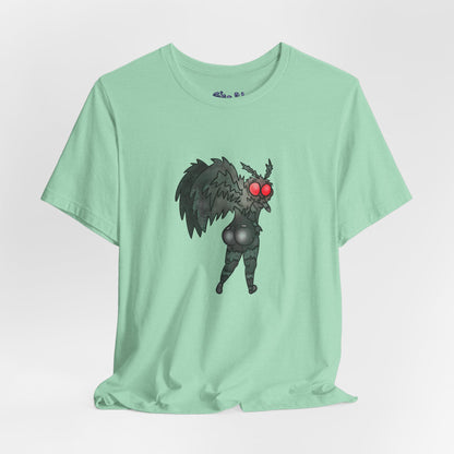 Sexy Mothman Whimsical Cryptid Short Sleeve Tee | Unique Graphic T-Shirt for Cryptid Fans, Horror Lovers, Folklore Shirt