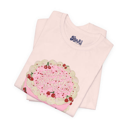 F**k Donald Trump Unisex Tee - Vintage Fancy Cake Shirt, Political MAGA Gift, Bakery Inspired Fashion, Kawaii Cherry Apparel, Liberal Leftist Baking Tee