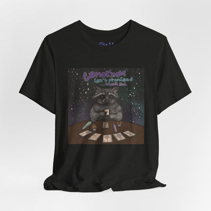 Cosmic Tarot Raccoon Tee - Whimsical Unisex T-Shirt, Trash Panda Gifts, Mystical Apparel, Quirky Casual Wear