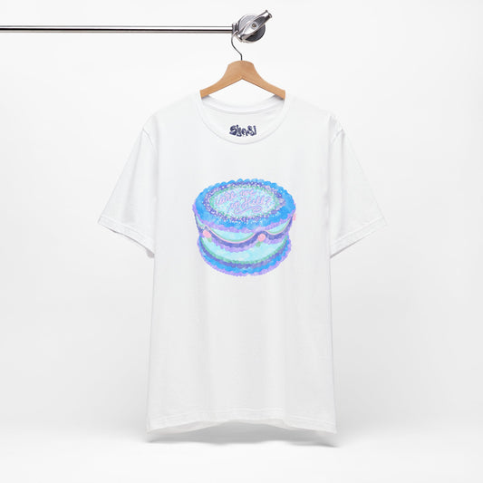 Are We In Hell Cake Unisex Jersey Tee, Quirky Baking Graphic T-Shirt, Vintage Fancy Cake Apparel, Casual Wear for Bakers