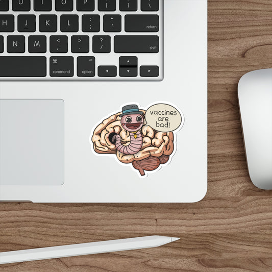 Brain Worm Guy Vaccines Bad Premium Waterproof Vinyl Die-Cut Stickers, RFK MAHA Laptop Decor, Quirky Gift Idea, Vaccine Humor Stickers