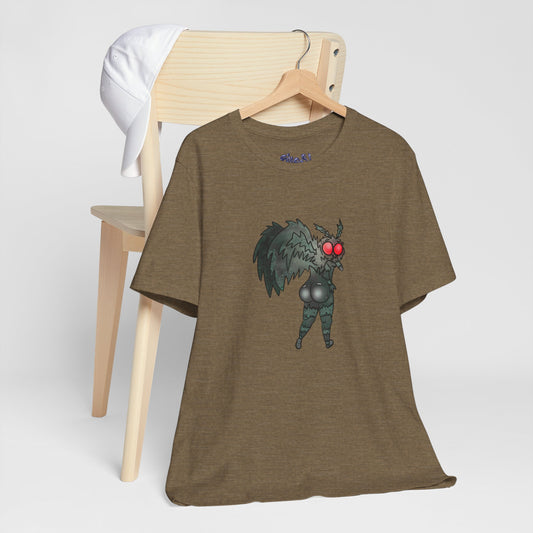 Sexy Mothman Whimsical Cryptid Short Sleeve Tee | Unique Graphic T-Shirt for Cryptid Fans, Horror Lovers, Folklore Shirt