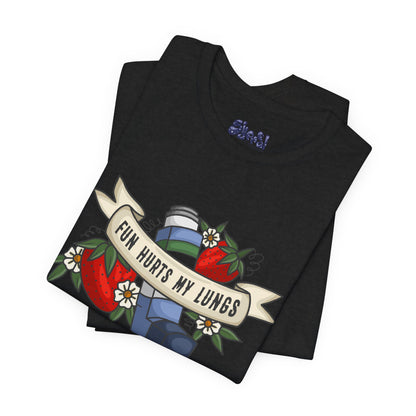 Fun Hurts My Lungs Asthma Awareness Tee, Unisex Jersey T-Shirt, Funny Asthma Shirt, Retro Tattoo Style Gift, Casual Everyday Wear