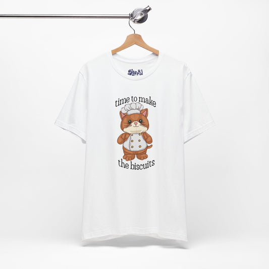 Cute Cat Chef Tee - "Time to Make the Biscuits" | Baking Shirt, Animal Lover Gift, Kitchen Humor, Cute Pet Apparel, Cat Lover Tee
