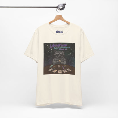 Cosmic Tarot Raccoon Tee - Whimsical Unisex T-Shirt, Trash Panda Gifts, Mystical Apparel, Quirky Casual Wear