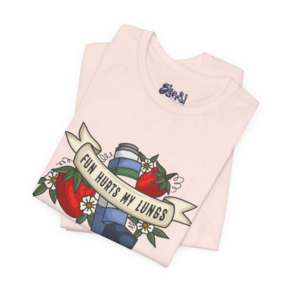 Fun Hurts My Lungs Asthma Awareness Tee, Unisex Jersey T-Shirt, Funny Asthma Shirt, Retro Tattoo Style Gift, Casual Everyday Wear