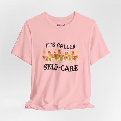 Crab Rangoon Self-Care Short Sleeve Tee, Unisex T-Shirt, Chinese Food Casual Wear, Gift for Foodie, Self Care Quotes, Quirky Motivational Apparel