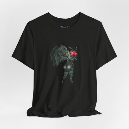 Sexy Mothman Whimsical Cryptid Short Sleeve Tee | Unique Graphic T-Shirt for Cryptid Fans, Horror Lovers, Folklore Shirt